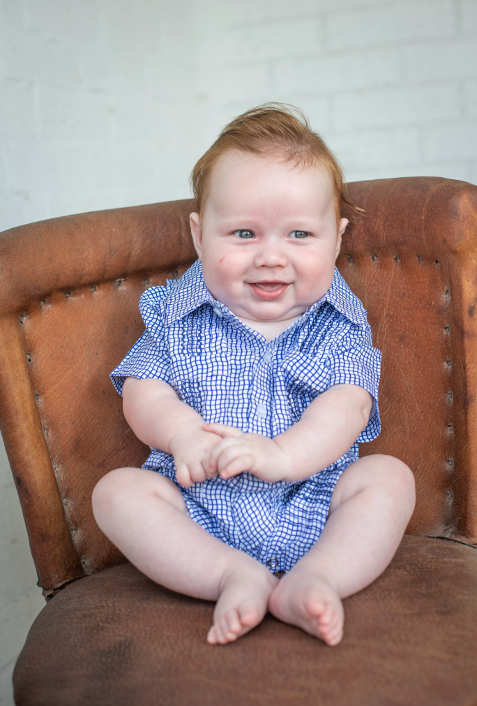 Guayabera - Gameday Navy Wave Check Short Sleeve Romper