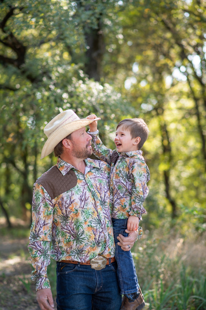 Men's - Cactus Camo & Brown Long Sleeve Shirt