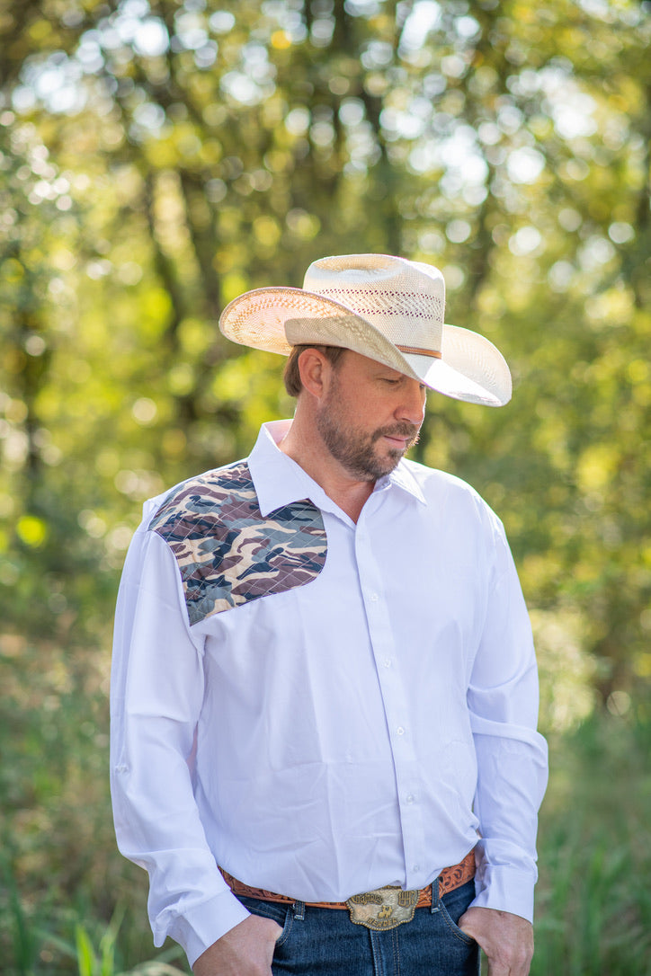 Men's - White & Retro Camo Long Sleeve Shirt