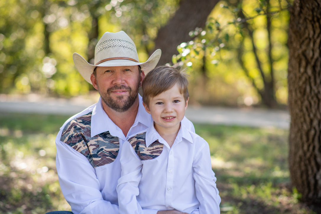 Men's - White & Retro Camo Long Sleeve Shirt