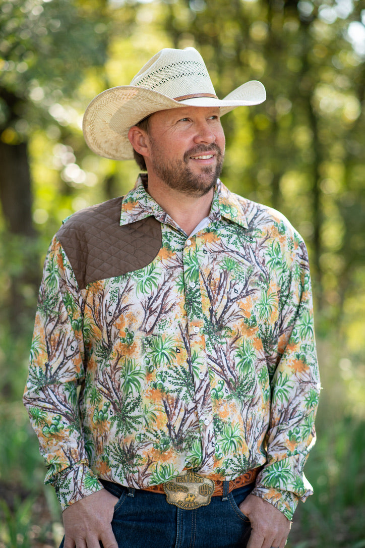 Men's - Cactus Camo & Brown Long Sleeve Shirt
