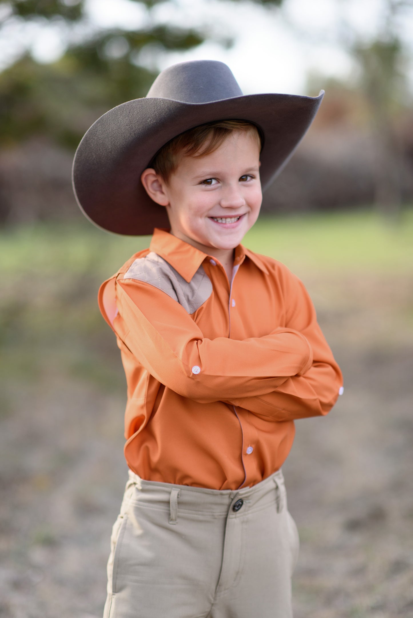 Blaze Orange & Khaki Long Sleeve Shirt