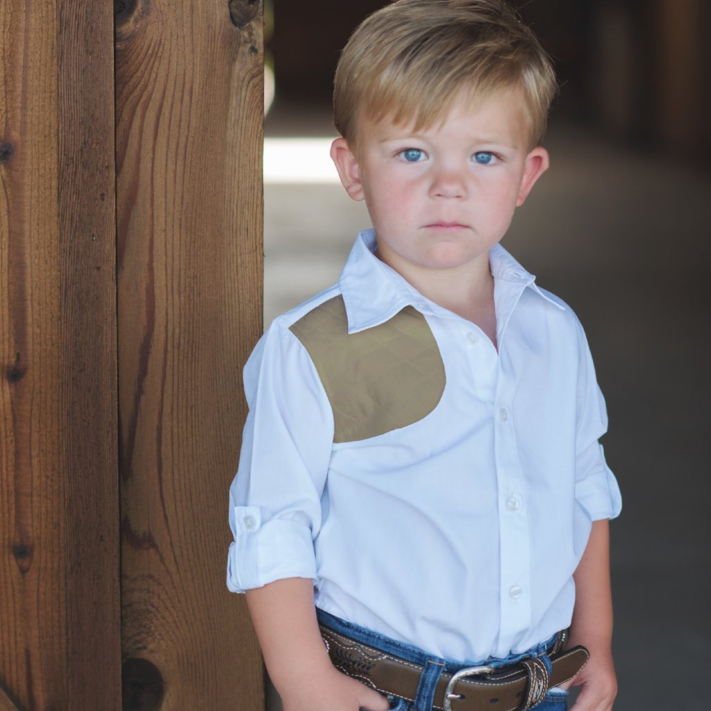White & Khaki Long Sleeve Shirt