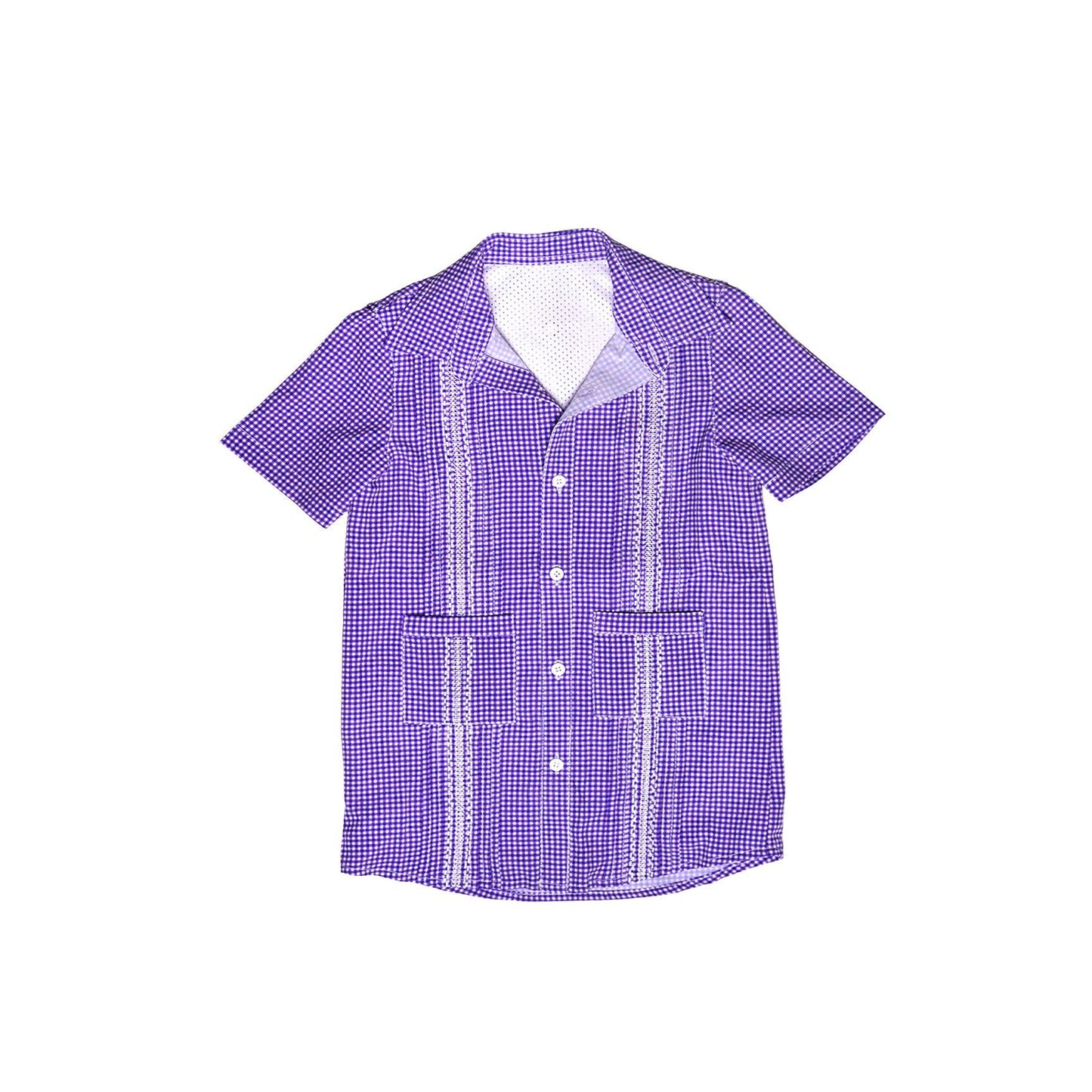 Guayabera - Gameday Purple & White Gingham Dress