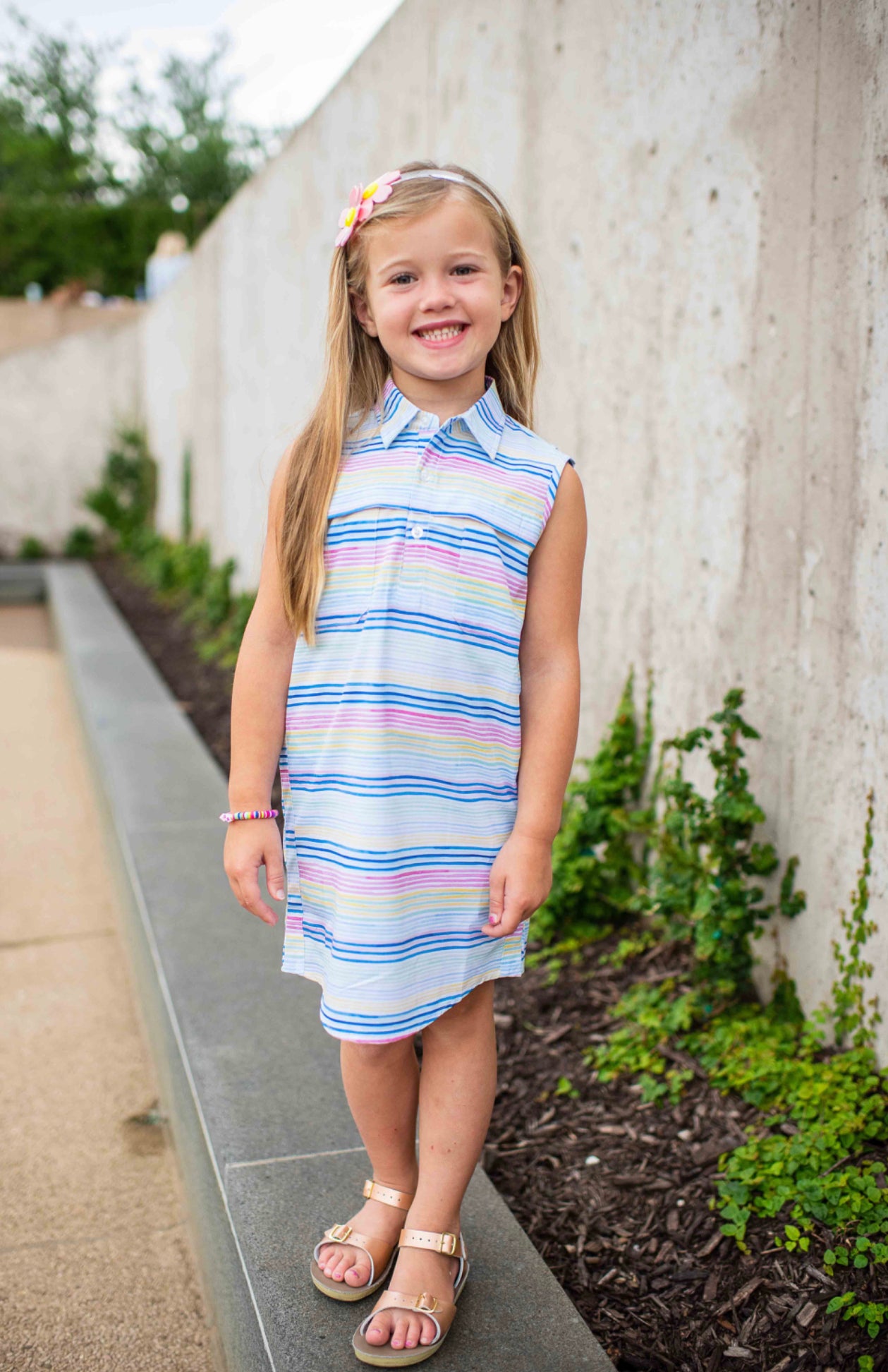 Watercolor Sleeveless Stripe Dress