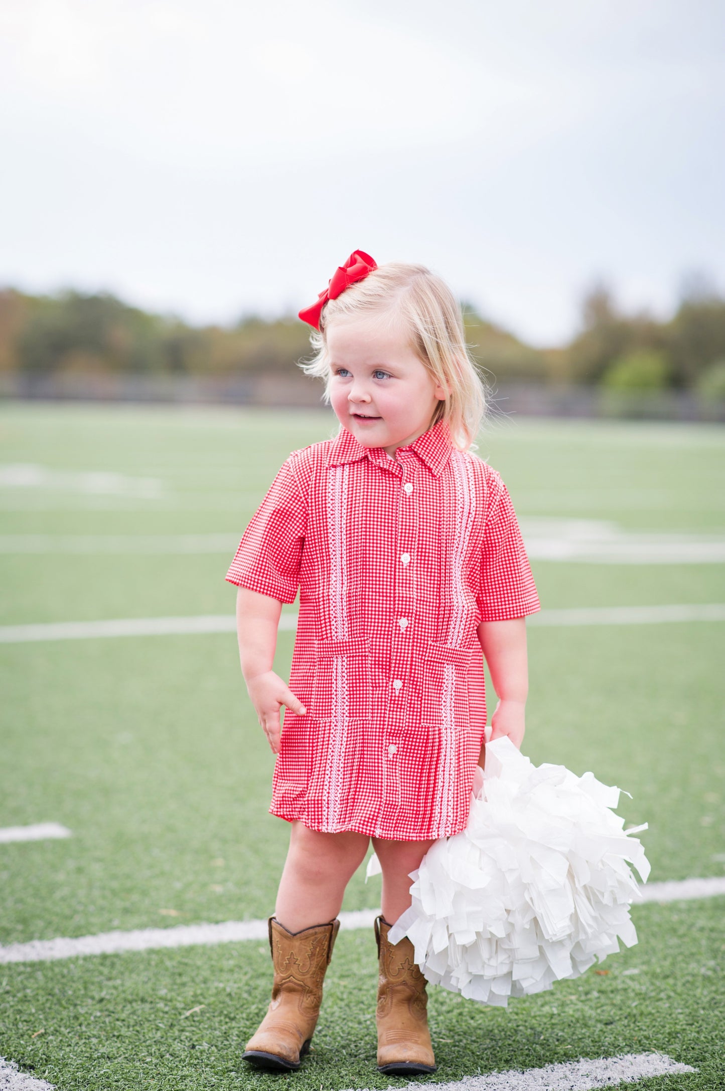 Guayabera - Classic Red & White Gameday Gingham Dress