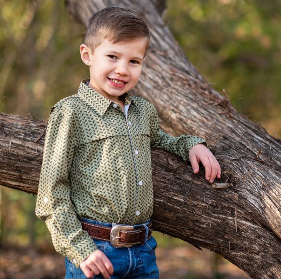 Khaki/Green Shells Long Sleeve Shirt