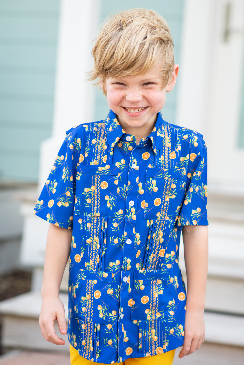 Guayabera - Citrus Lattice Short Sleeve Shirt