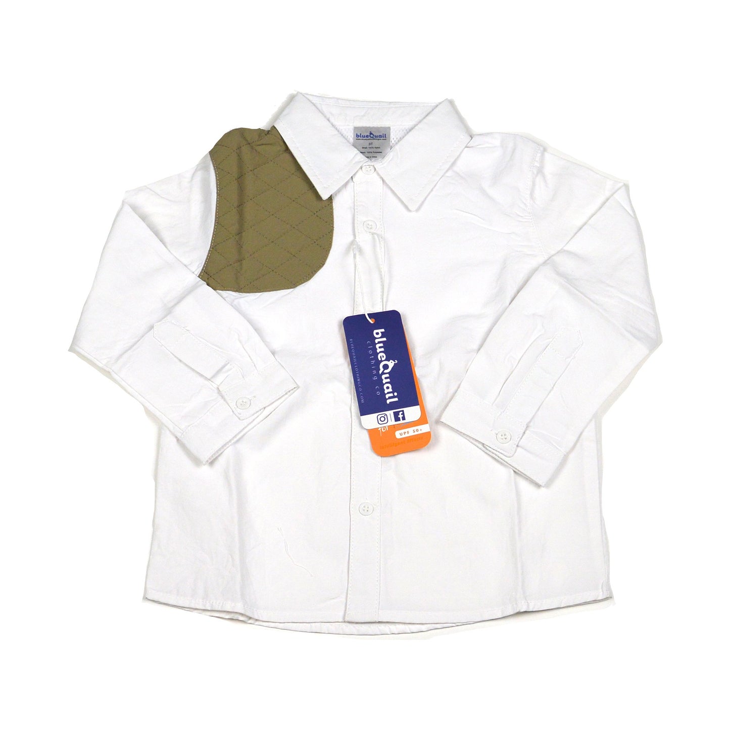 White & Khaki Long Sleeve Shirt
