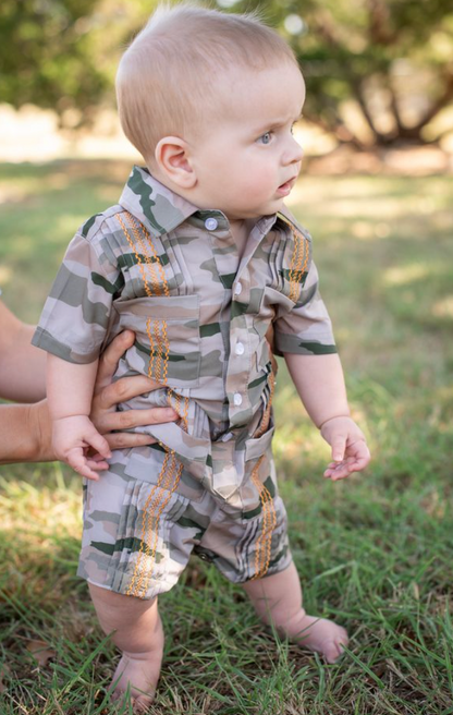 Guayabera - Classic Camo Short Sleeve Romper