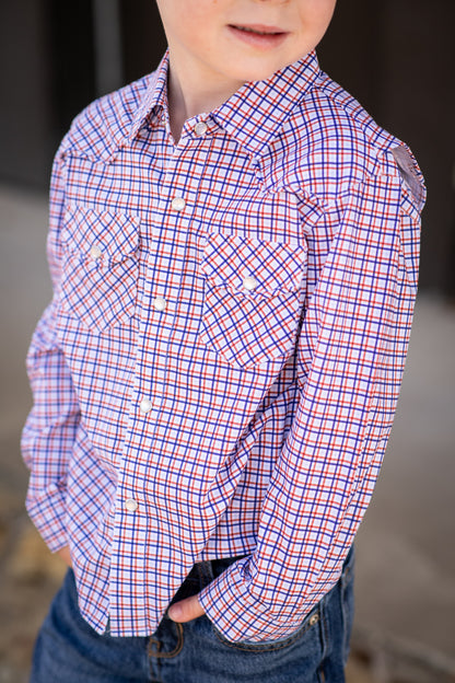 Trinity Plaid Pearl Snap Long Sleeve Shirt