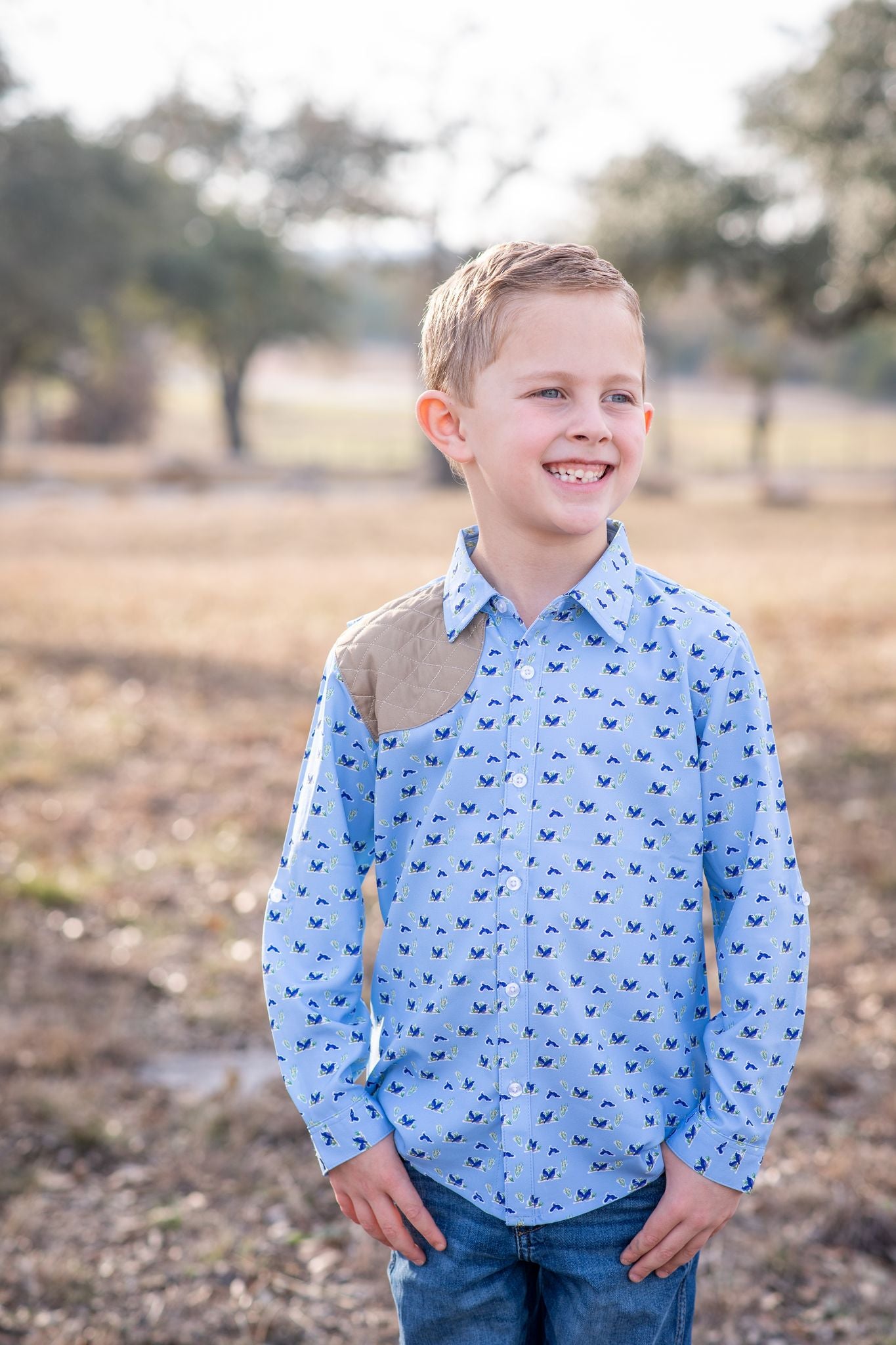 Quail Woodblock Long Sleeve Shirt