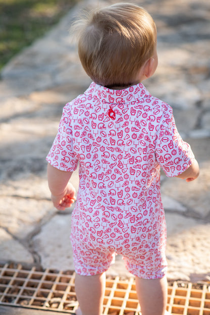 Kickoff Red Polo Short Sleeve Romper