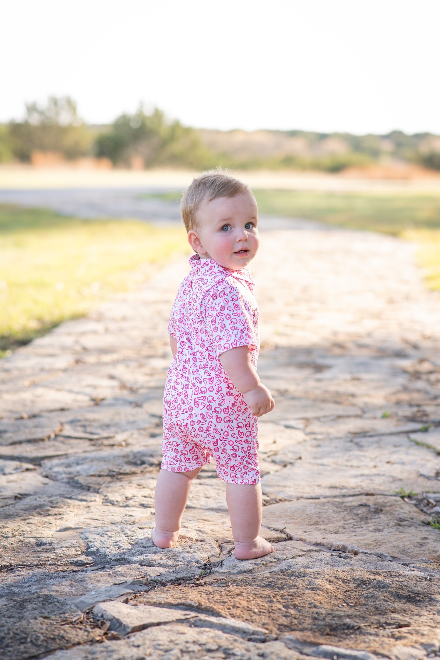 Kickoff Red Polo Short Sleeve Romper