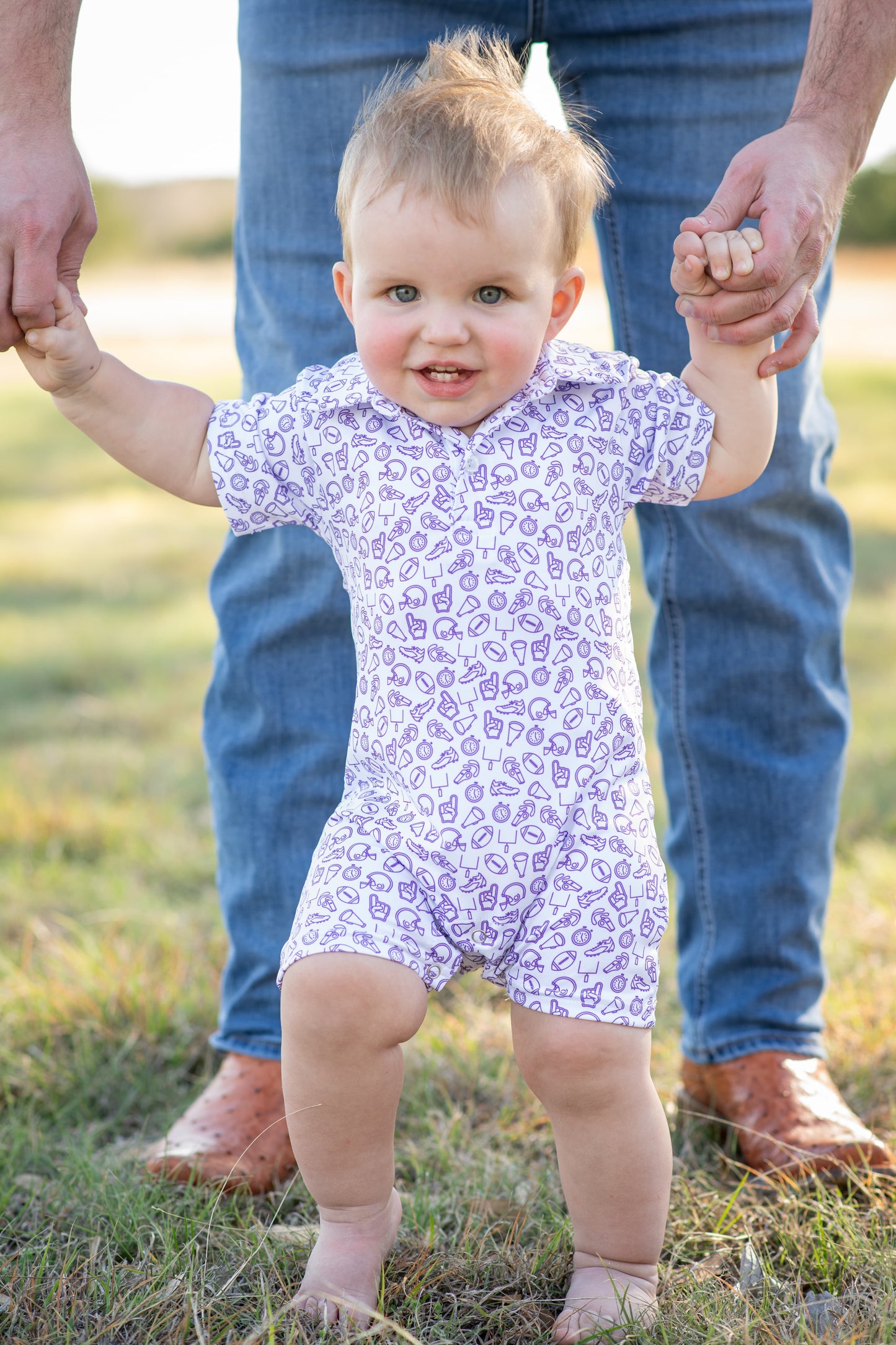 Kickoff Purple Polo Short Sleeve Romper