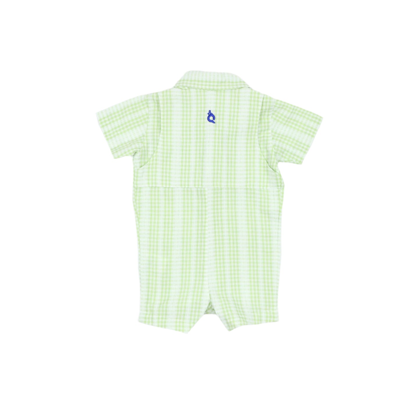 Guayabera - Green Plaid Short Sleeve Romper