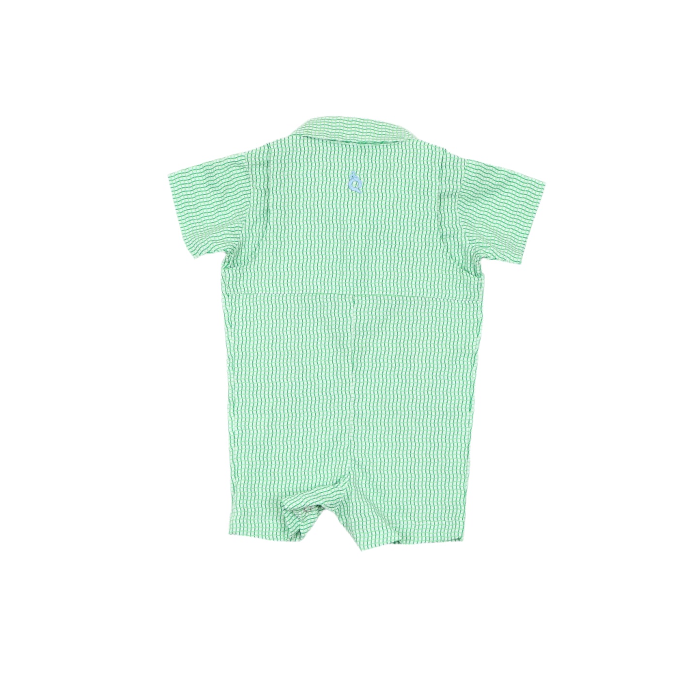 Guayabera - Jade Apple Wave Check Short Sleeve Romper