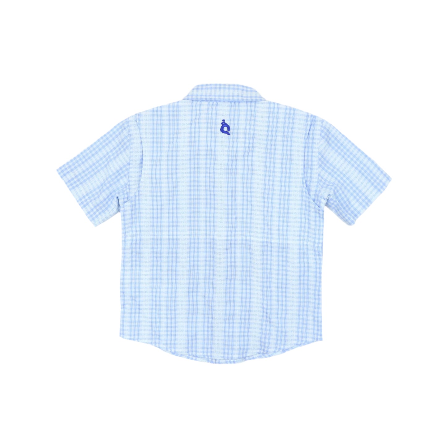 Guayabera - Blue Plaid Short Sleeve Shirt