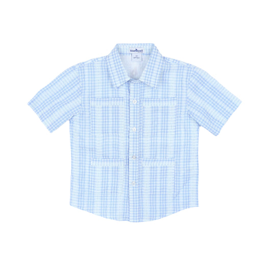 Guayabera - Blue Plaid Short Sleeve Shirt