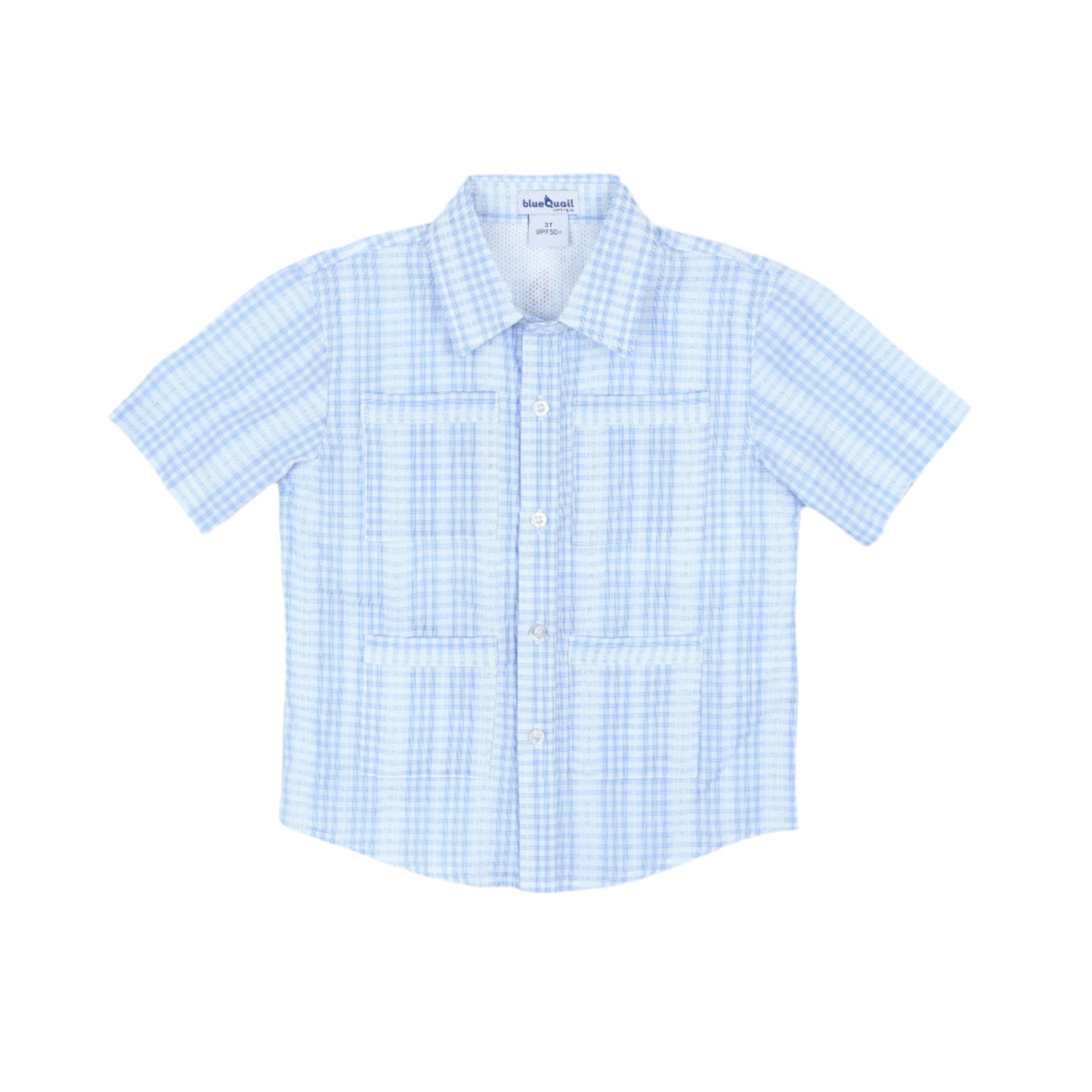 Men’s - Guayabera - Blue Plaid Short Sleeve Shirt