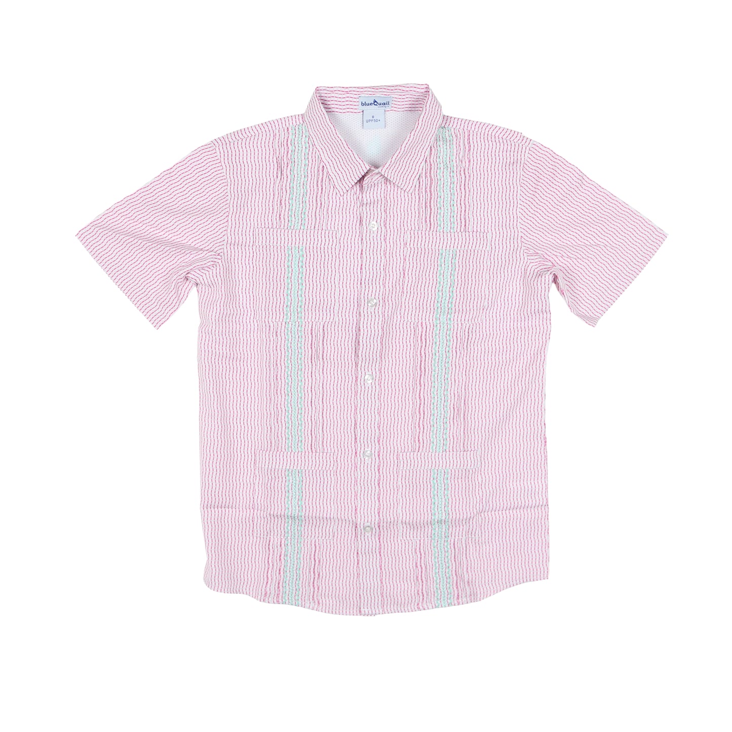 Guayabera - Pink Mint Wave Check Short Sleeve Shirt