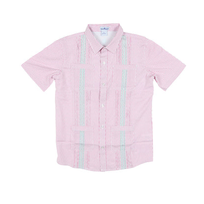 Guayabera - Pink Mint Wave Check Short Sleeve Shirt