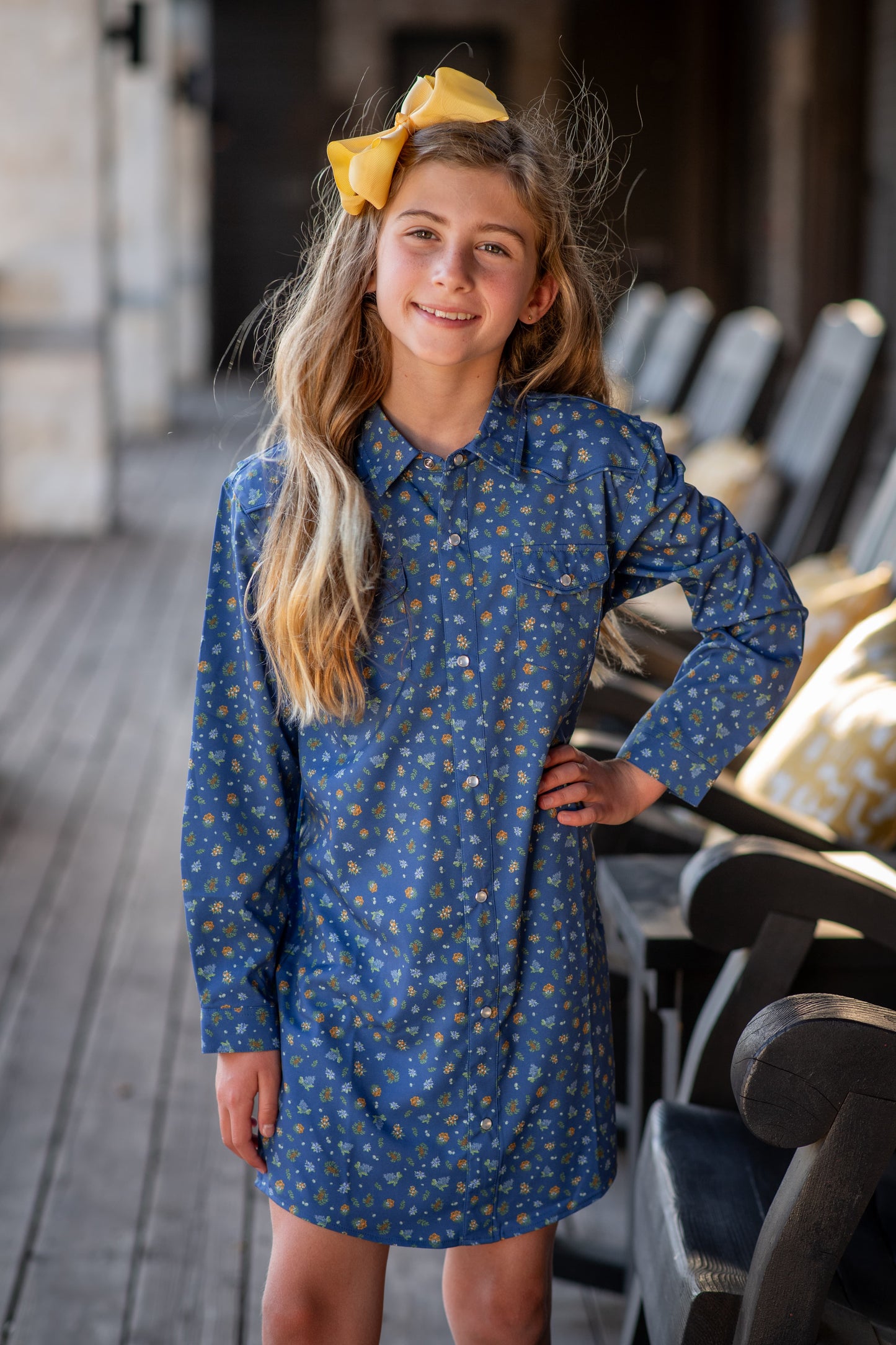 Estacado Pearl Snap Long Sleeve Dress