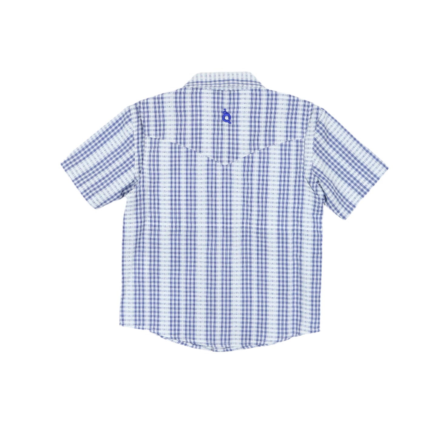 Navy Plaid Pearl Snap Short Sleeve Shirt