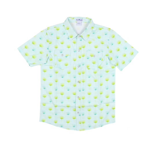 Palm Leaves Pearl Snap Short Sleeve Shirt