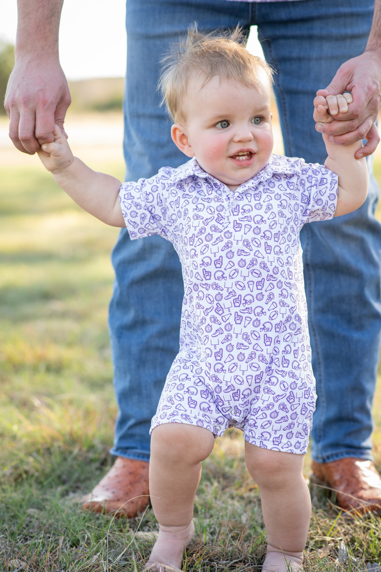 Kickoff Purple Polo Short Sleeve Romper