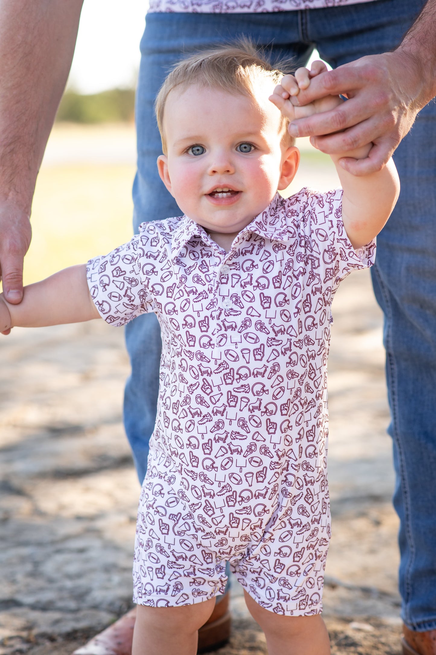 Kickoff Maroon Polo Short Sleeve Romper