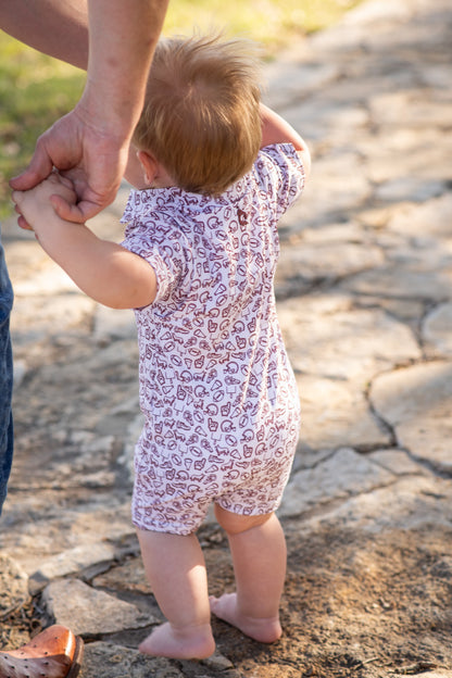 Kickoff Maroon Polo Short Sleeve Romper