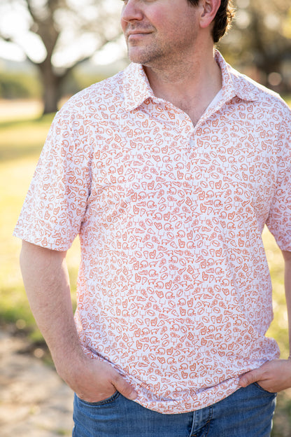 Men's - Kickoff Burnt Orange Polo Short Sleeve Shirt