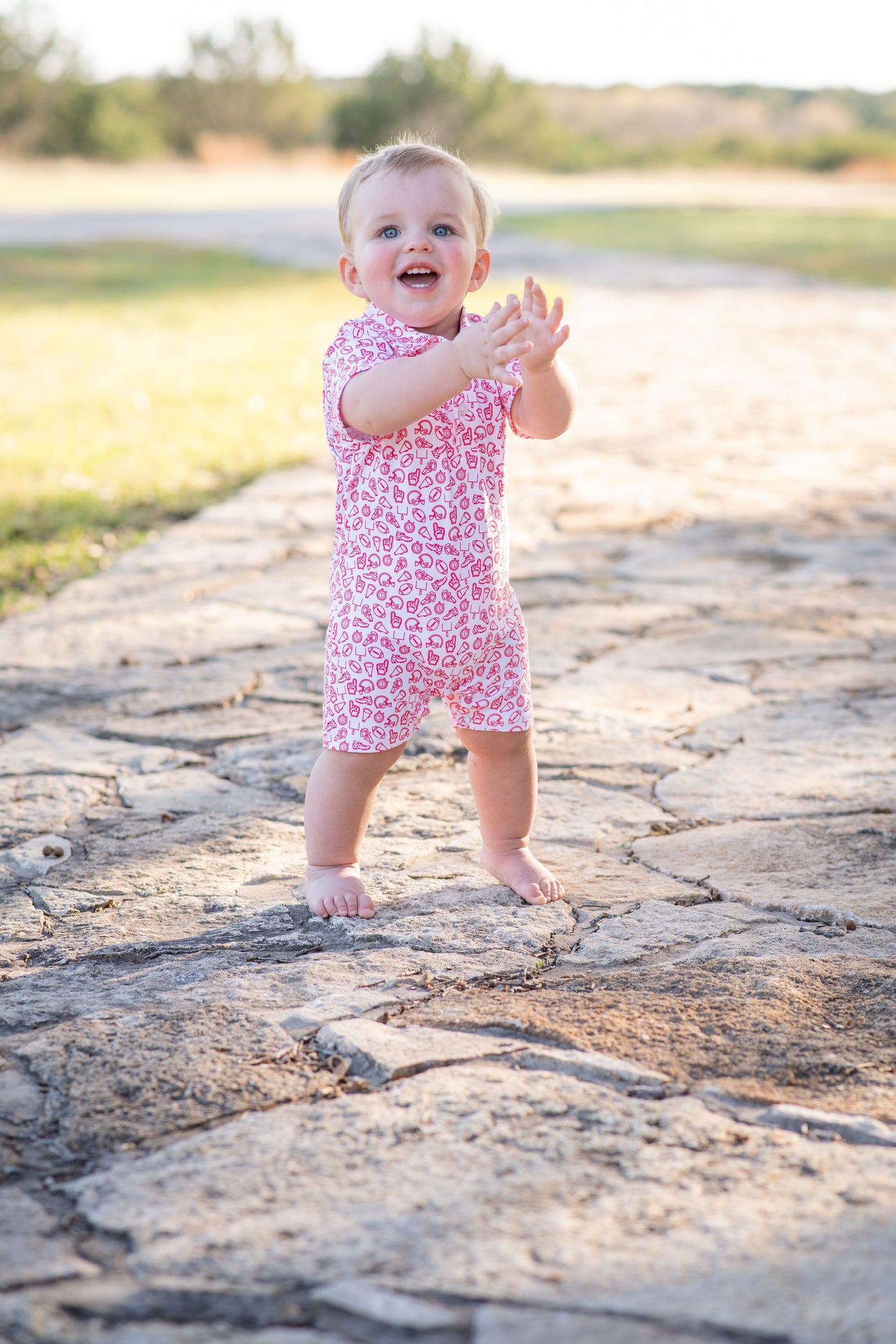 Kickoff Red Polo Short Sleeve Romper