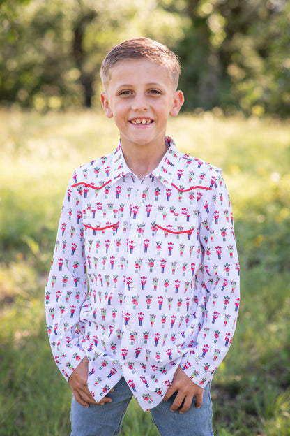 Nutcrackers Pearl Snap Long Sleeve Shirt