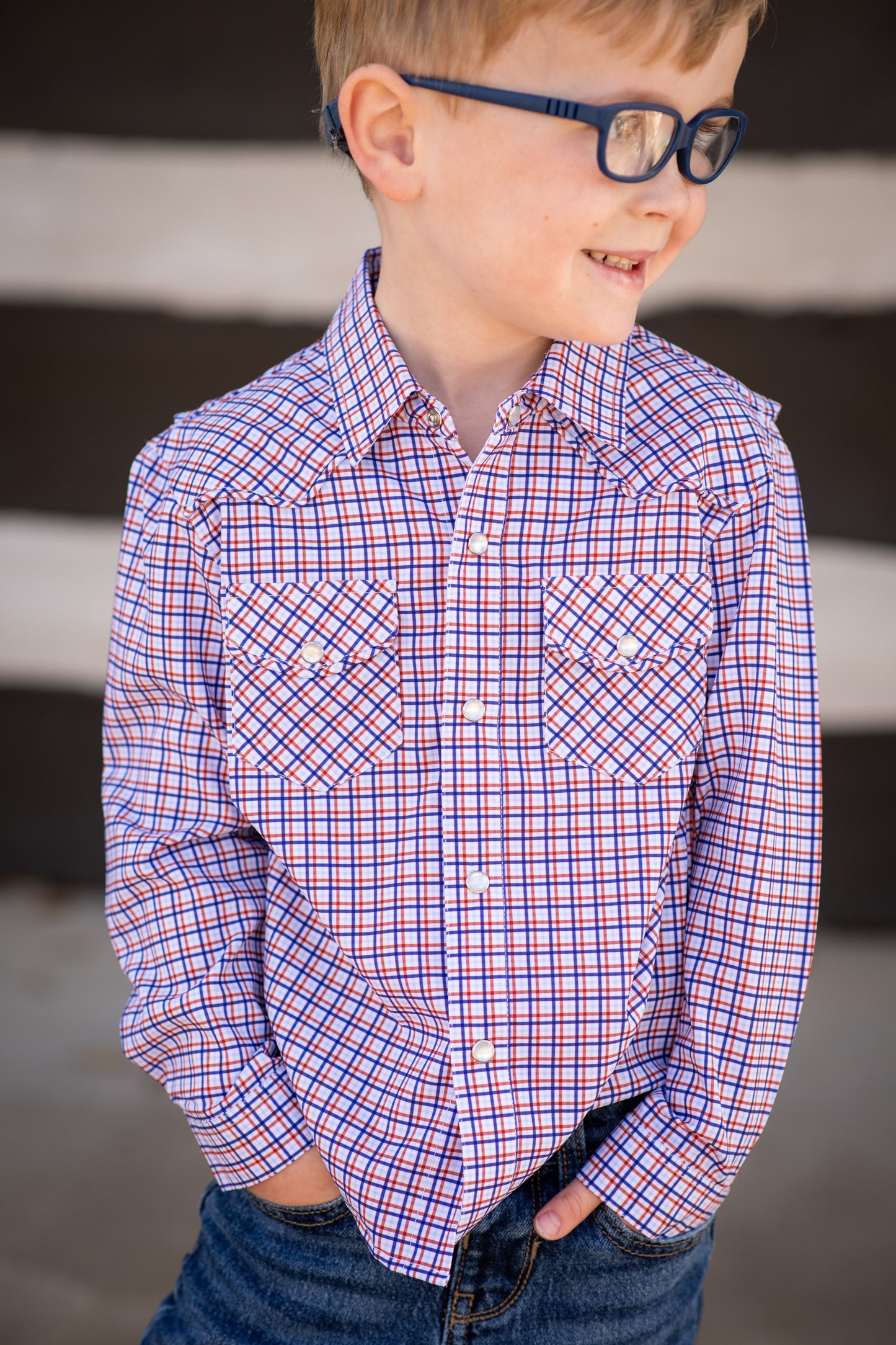 Trinity Plaid Pearl Snap Long Sleeve Shirt