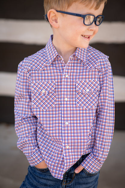 Trinity Plaid Pearl Snap Long Sleeve Shirt