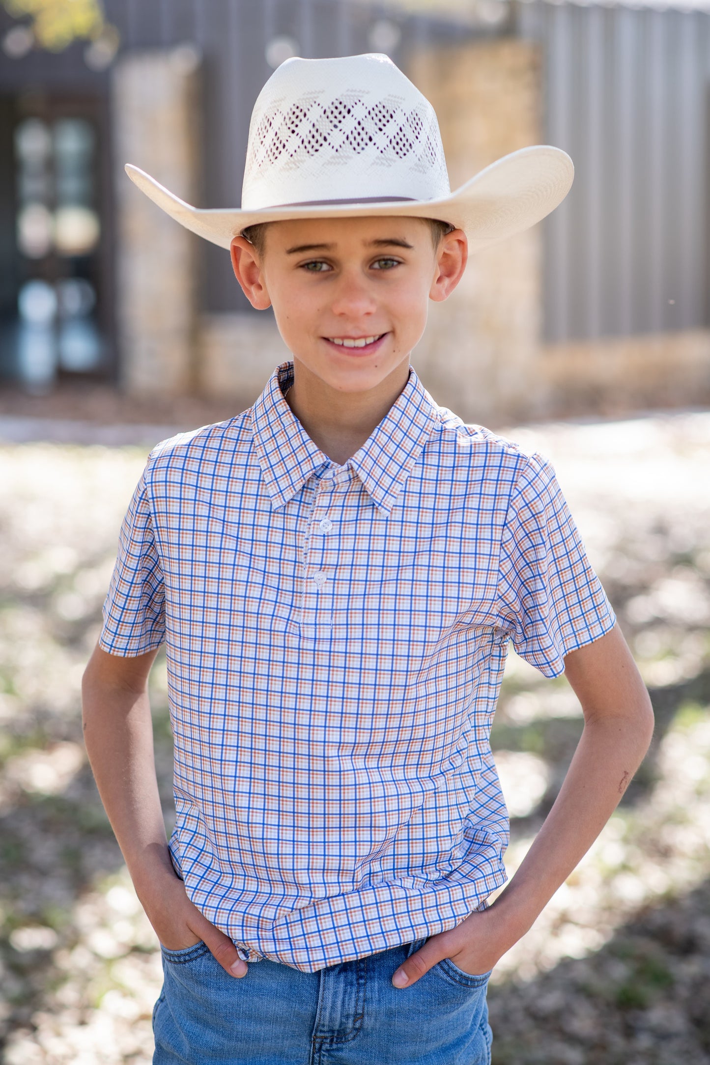 Brazos Plaid Polo Short Sleeve Shirt