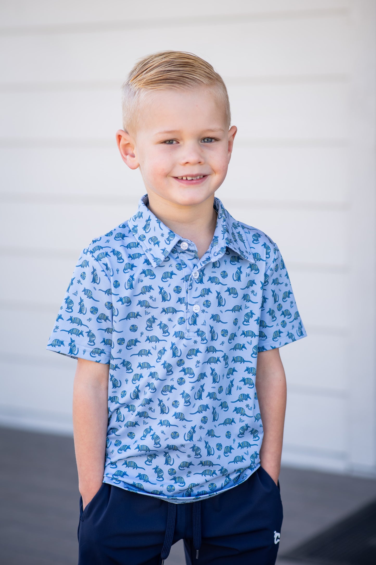 Chambray Dillo Polo Short Sleeve Shirt