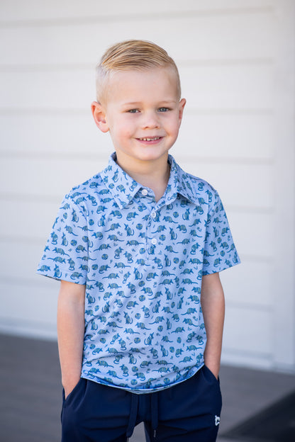 Chambray Dillo Polo Short Sleeve Shirt