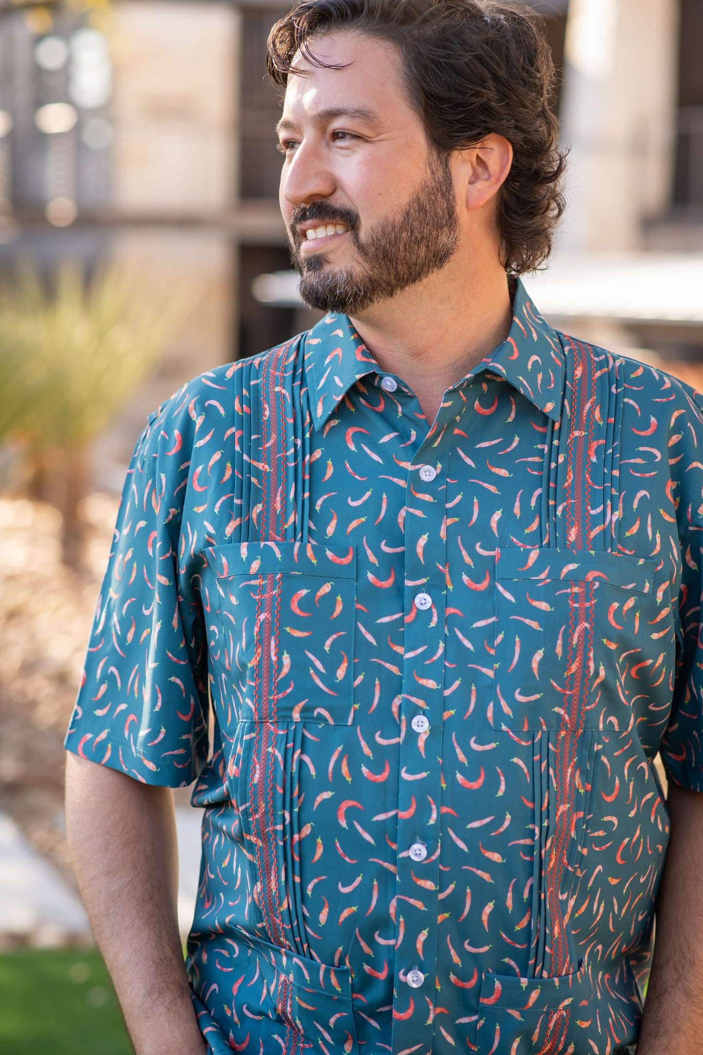Men’s - Guayabera - Chili Peppers Short Sleeve Shirt