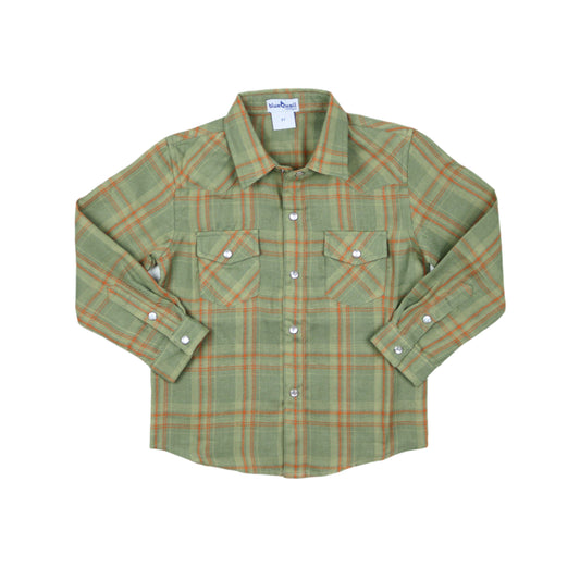 Deer Camp Plaid Pearl Snap Long Sleeve Flannel Shirt