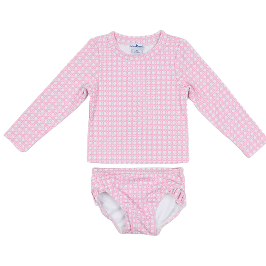 Pink Cane Lattice Girls' Swimsuit