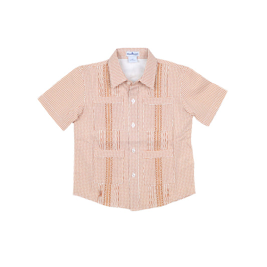 Guayabera - Gameday Burnt Orange Wave Check Short Sleeve Shirt