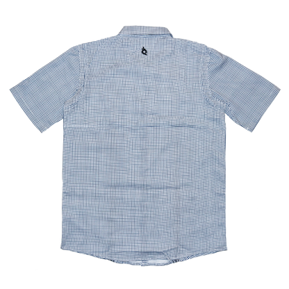 Kids Gameday Guayabera print in Classic Navy with UPF 50+ sun protection by BlueQuail Clothing Co.