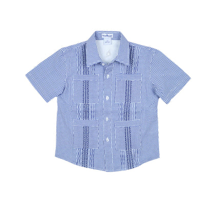 Guayabera - Gameday Navy Wave Check Short Sleeve Shirt