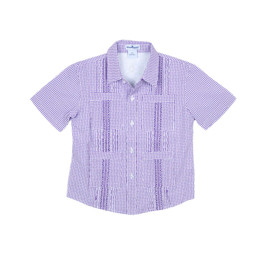 Guayabera - Gameday Purple Wave Check Short Sleeve Shirt