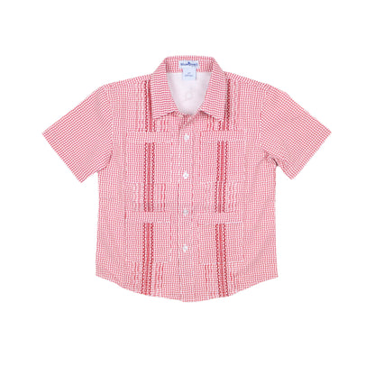 Guayabera - Gameday Red Wave Check Short Sleeve Shirt