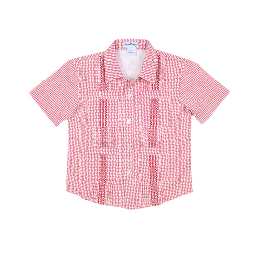 Guayabera - Gameday Red Wave Check Short Sleeve Shirt