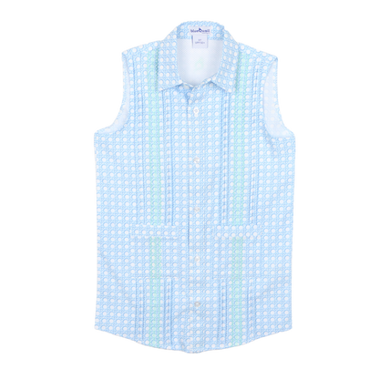 Guayabera - Blue Cane Lattice Sleeveless Dress